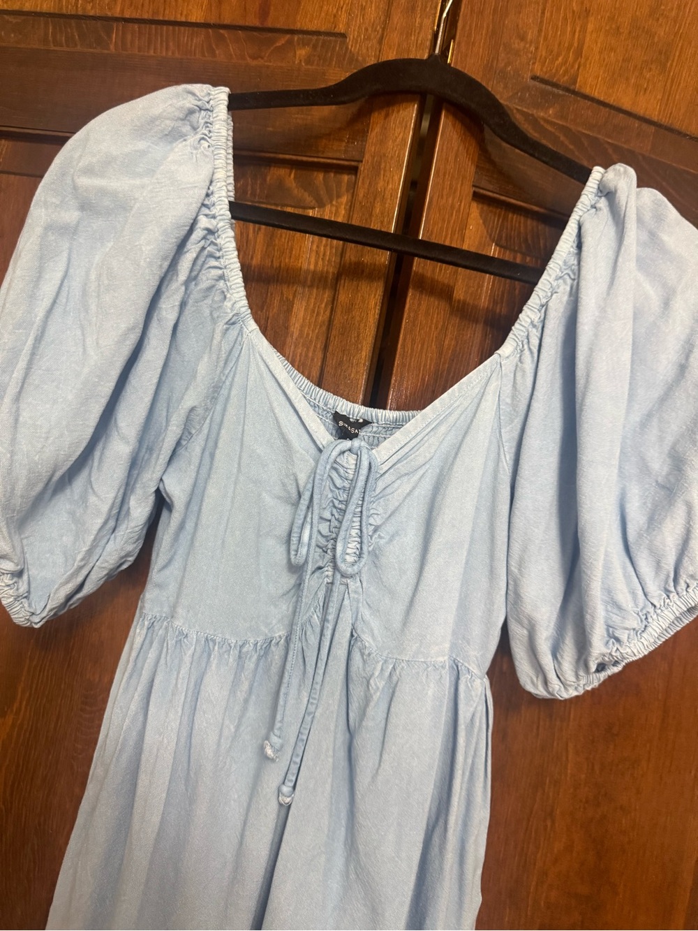Sim & Sam Light Blue Puff Sleeve Mini Dress | Cottagecore Coquette Babydoll